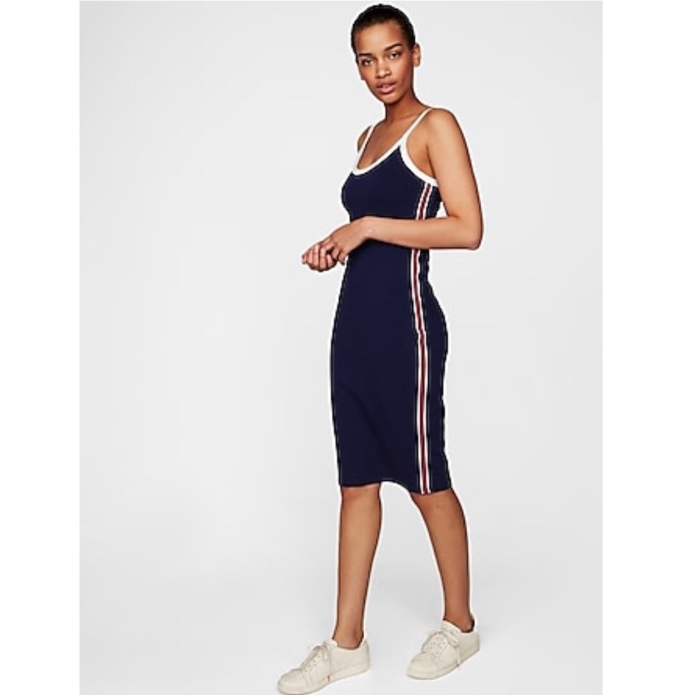 Express Side Stripe Athletic Midi Bodycon Dress